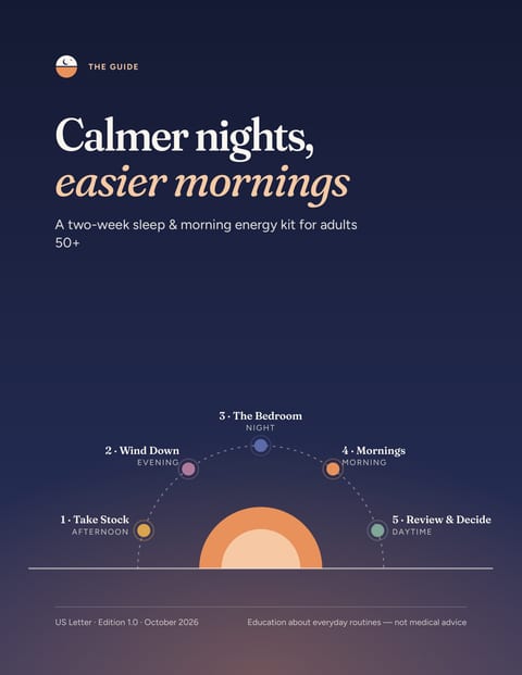 Cover of the guide, Calmer Nights, Easier Mornings