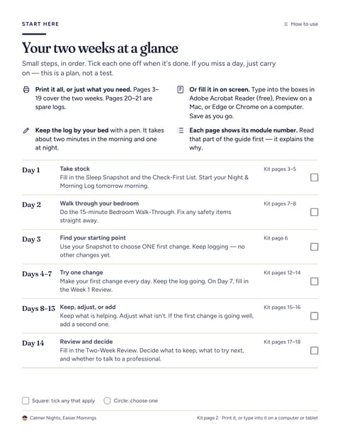 Your two weeks at a glance